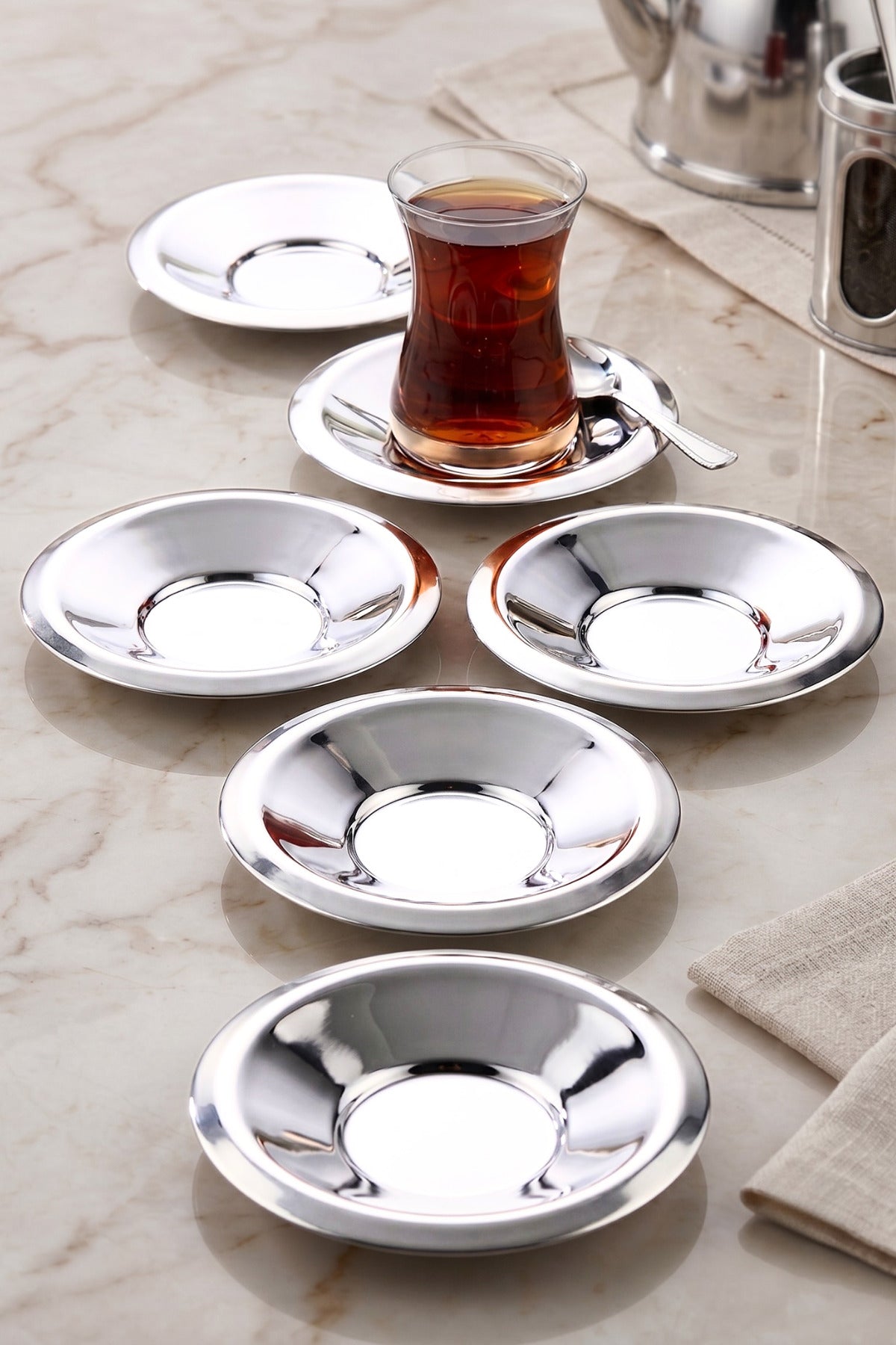 6'lı Bella Çay Tabağı - 18/10 Paslanmaz Çelik 6 Kişilik