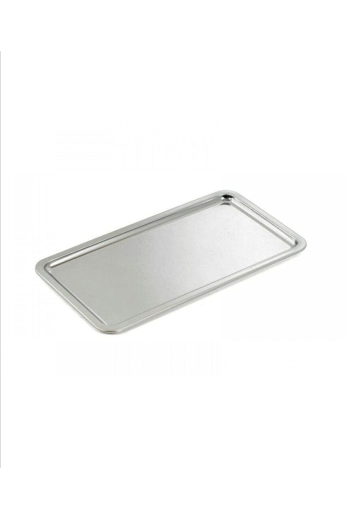 3'lü Lüx Çelik Dikdörtgen Servis Sunum Tepsisi 33x18 Cm - Gümüş
