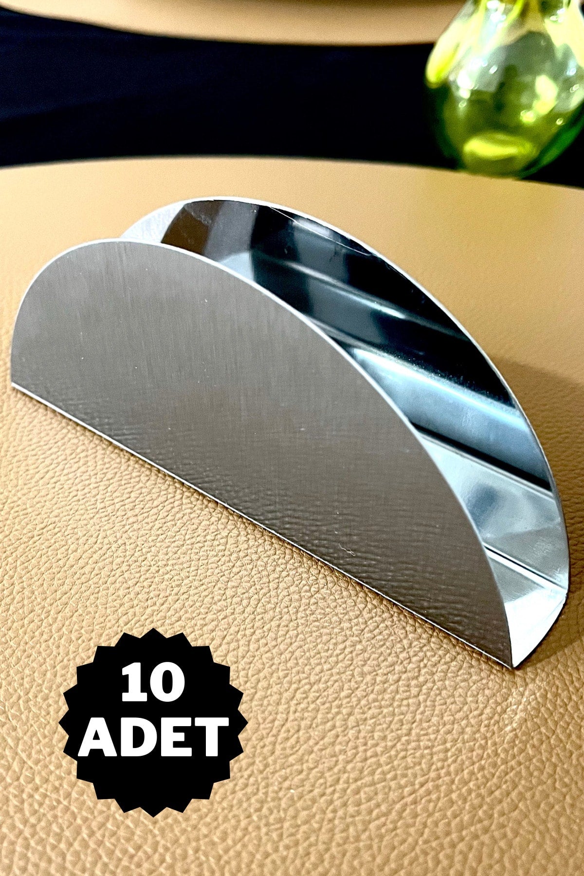 10 Adet Krom Lüx Mat Peçetelik Kafe Restaurant Lokanta Için Paslanmaz Çelik Metal Peçetelik