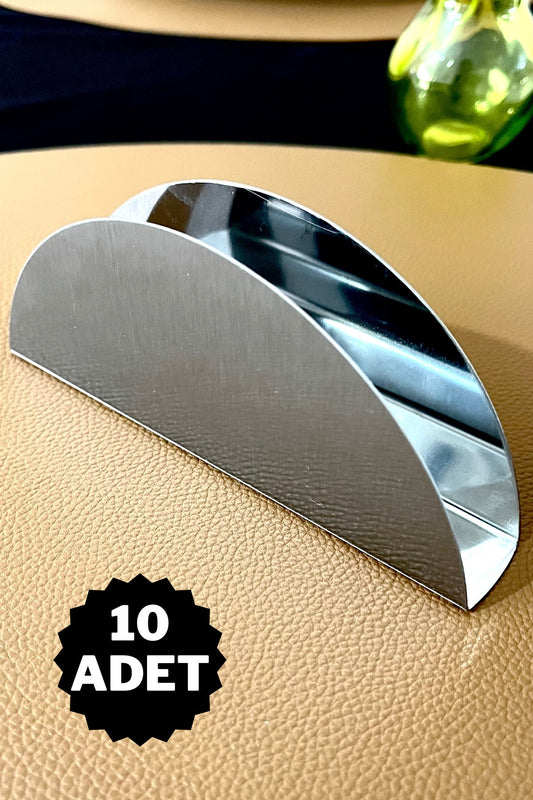 10 Adet Krom Lüx Mat Peçetelik Kafe Restaurant Lokanta Için Paslanmaz Çelik Metal Peçetelik