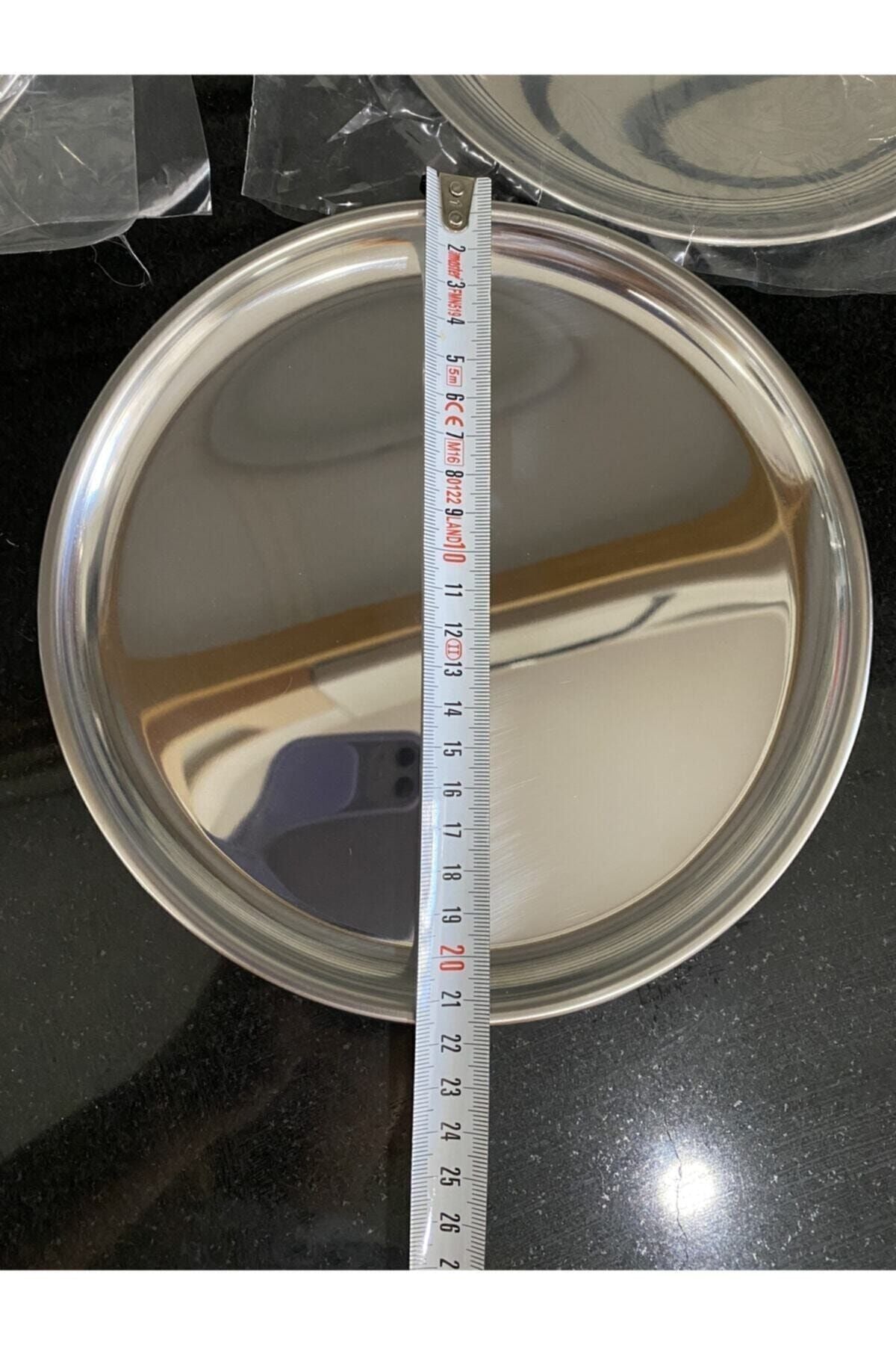 2 Adet 21,5 Cm Paslanmaz Çelik Sunum Tabağı Tepsisi - Gümüş
