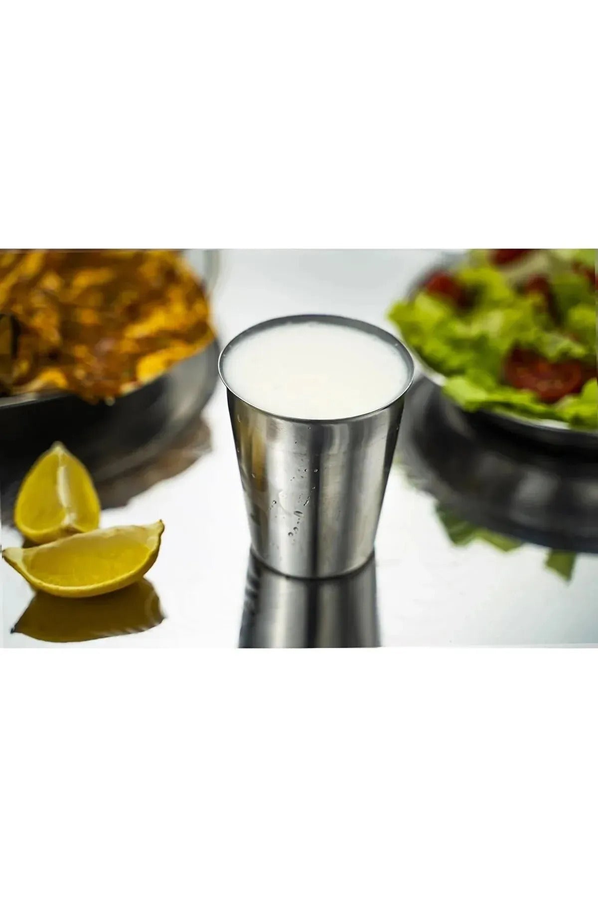 10'lu Paslanmaz Çelik Bardak Patates Sunumluk Kafe Restoran Patates Kovası Su Ve Ayran Bardağı - Gümüş
