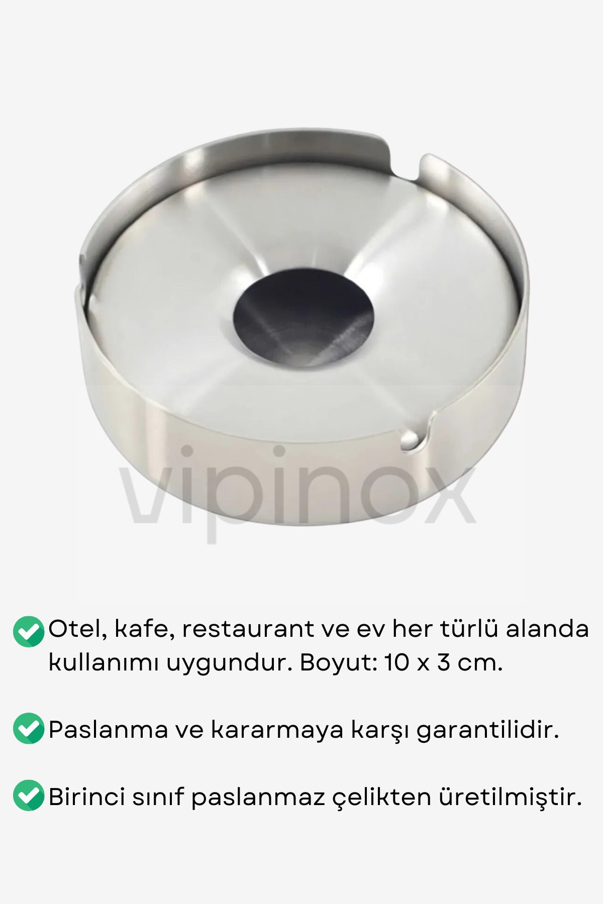 5 Adet Elit Kapaklı Büyük Boy Paslanmaz Çelik Kül Tablası Krom Kapaklı Küllük 10 Cm - Krom