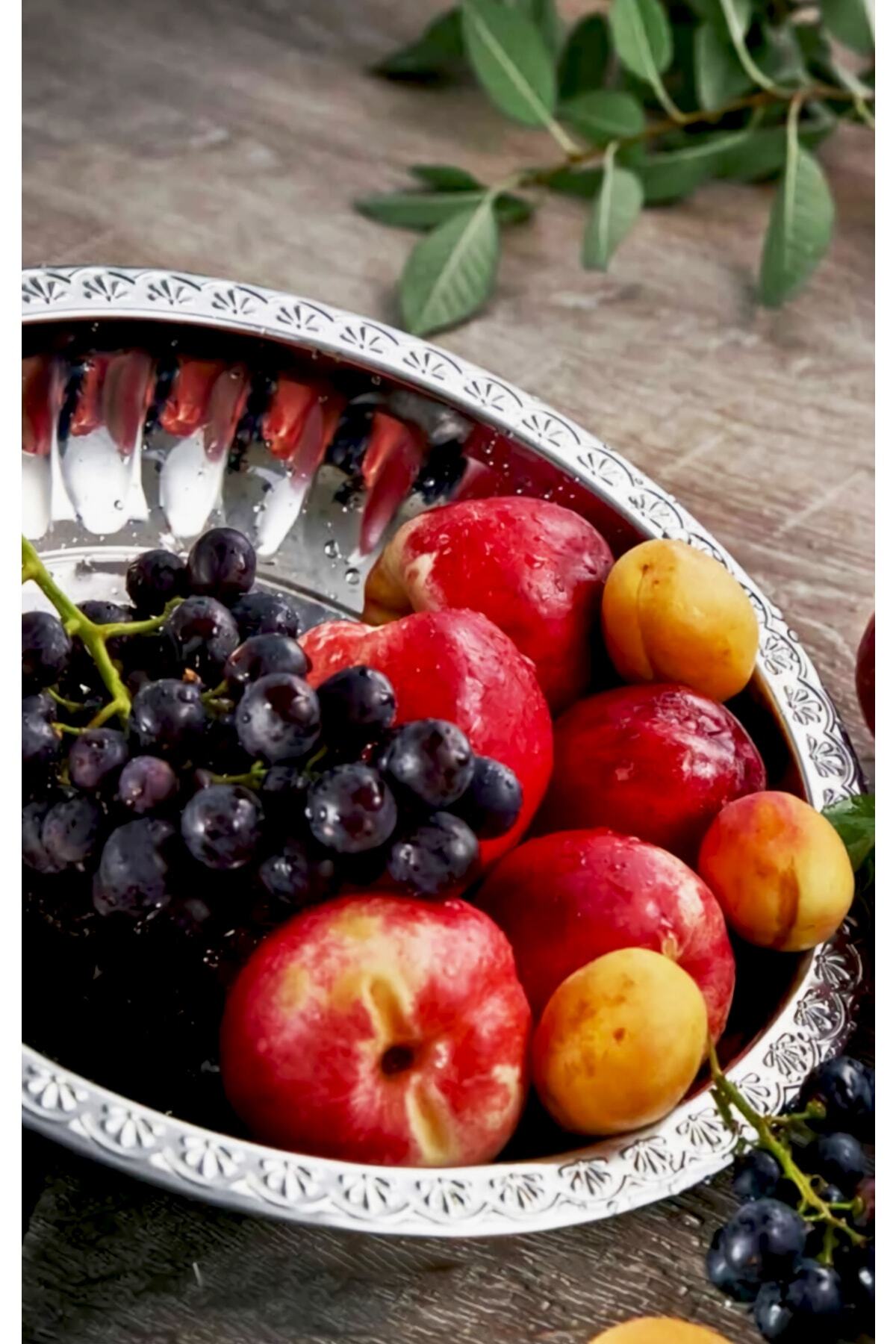 Lüx Çelik Salata Meyve Tabağı Salata Kasesi Mısır Kasesi 30 Cm - Gümüş