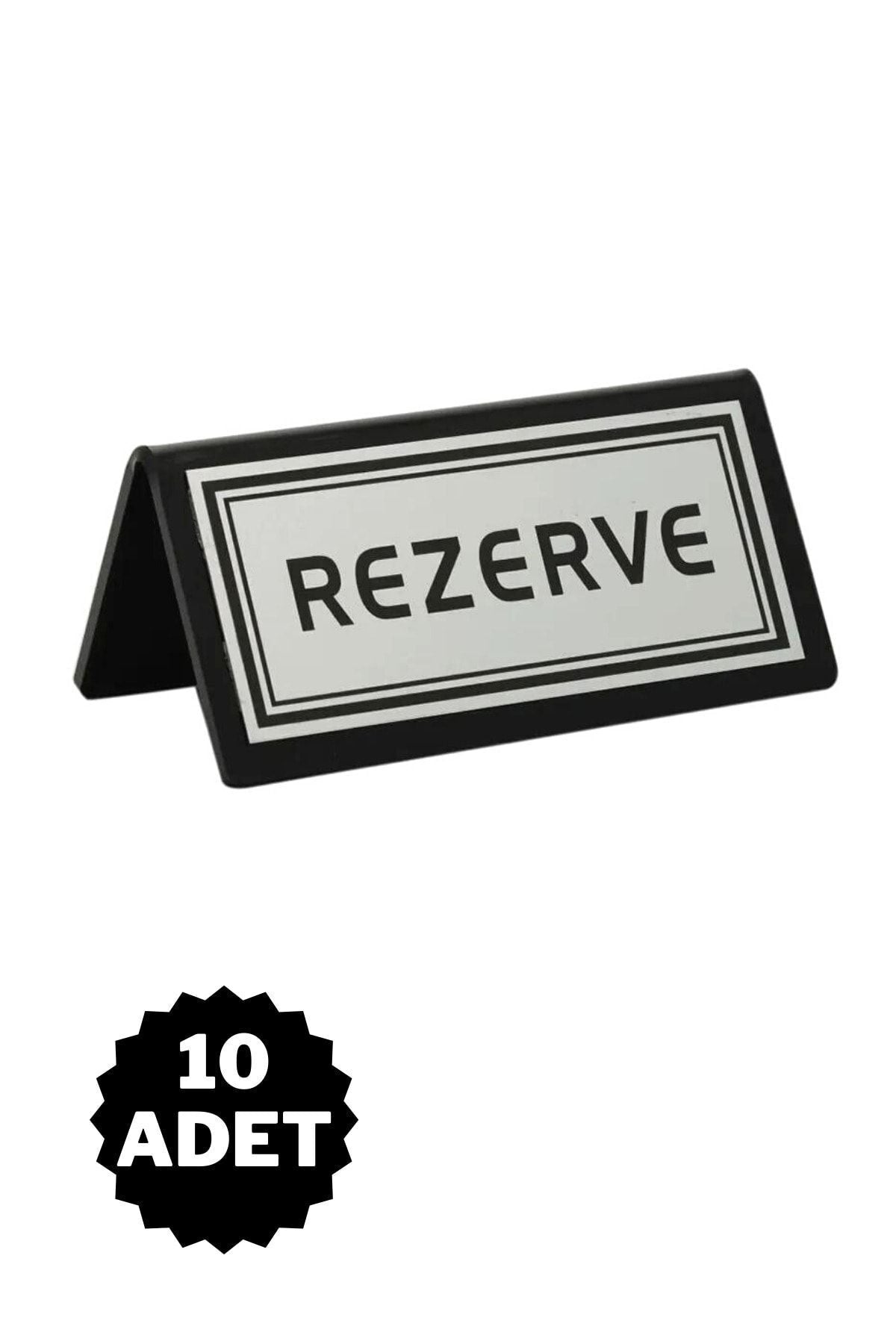 10 Adet Masa Rezerve Yazısı Kafe Lokanta Restoran Için Rezerve Plaka Pleksi 10x5cm - Gümüş