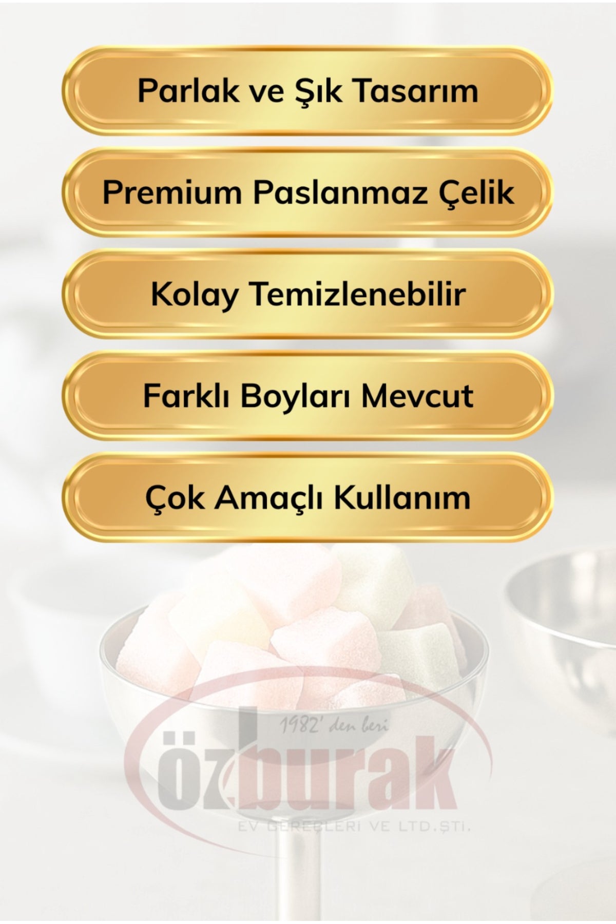 Çelik Yüksek Ayaklı Lokumluk İkramlık Sunumluk Dondurmalık & Kase Çap:13 cm Boy:13 cm - 1