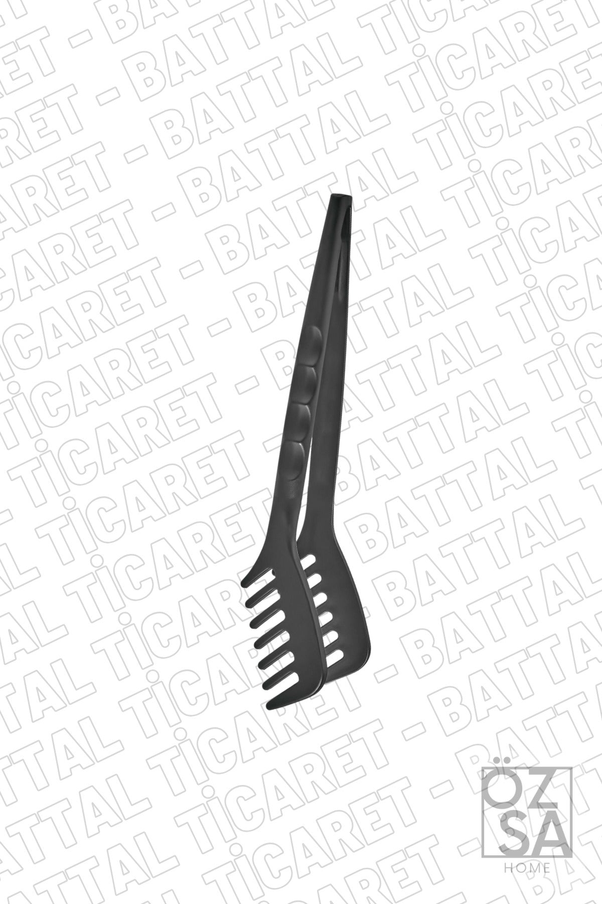 Pratik Yanmaz Yapışmaz Sert Teflon Plastik Makarna Maşası | 220 Dereceye Dayanıklı Salata Maşa - Siyah