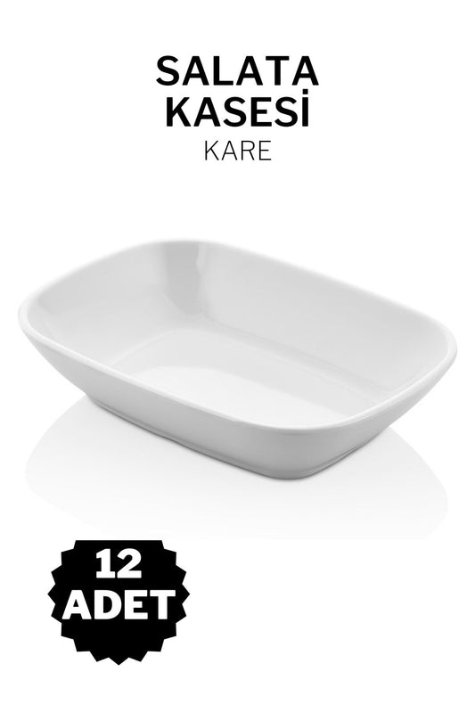 12 Adet Kırılmaz Salata Kasesi Otel Kafe Lokanta Restoran Ev Için Melamin Kahvaltılık Kase Freya - Beyaz 20cm