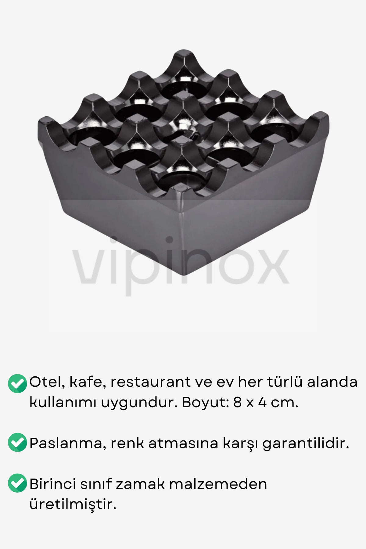 10 Adet Izgaralı Döküm Siyah Küllük Otel Kafe Restoran Için Kapaklı Kül Tablası Delikli Metal Küllük - Siyah