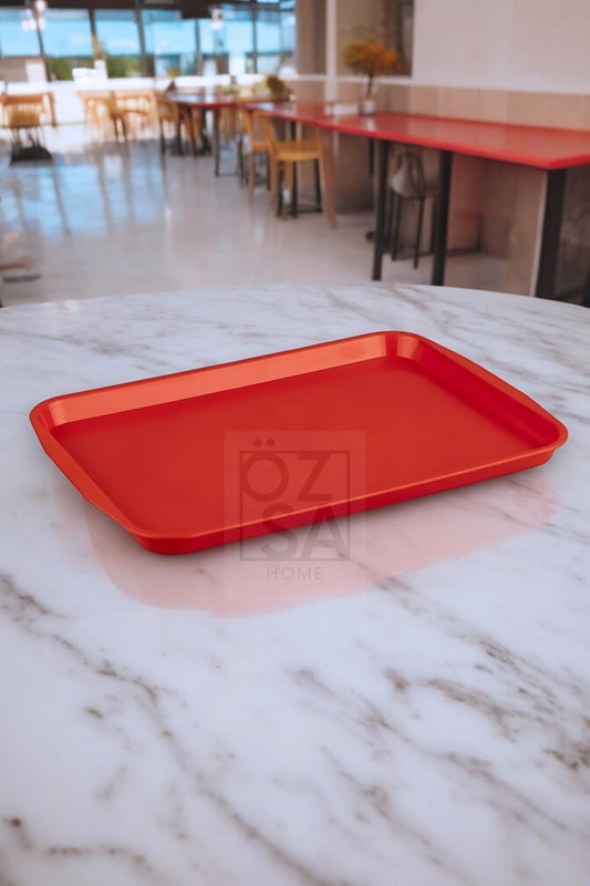 Servis Tepsi Çay Servis Fast Food Servis Sunum Tepsisi 27 X 36 cm ABS Tepsi Büfe Restoran Otel Kafe - Kırmızı