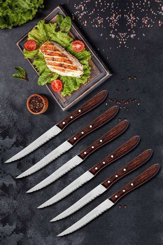 Mutfak Bıçak Seti Steak Et Bıçak Restoran Et Kesme Doğrama Meyve Sebze Bıçak Şık Ahşap Saplı