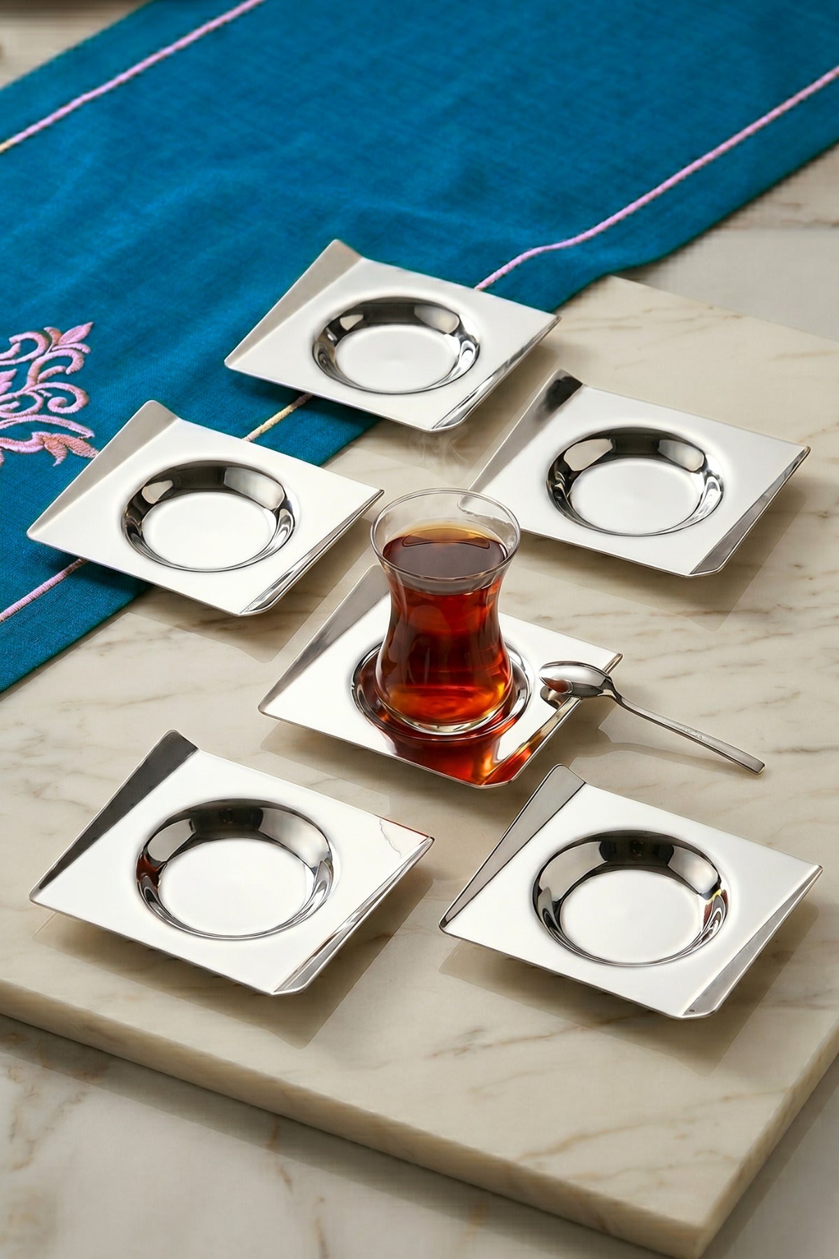 6'lı Avons Çay Tabağı - 18/10 Paslanmaz Çelik 6 Kişilik