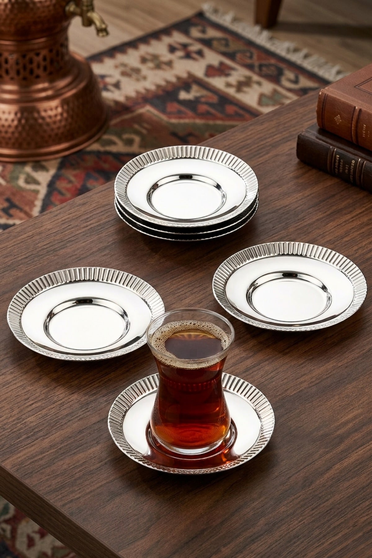 6'lı Mios Yuvarlak Çay Tabağı - 18/10 Paslanmaz Çelik 6 Kişilik