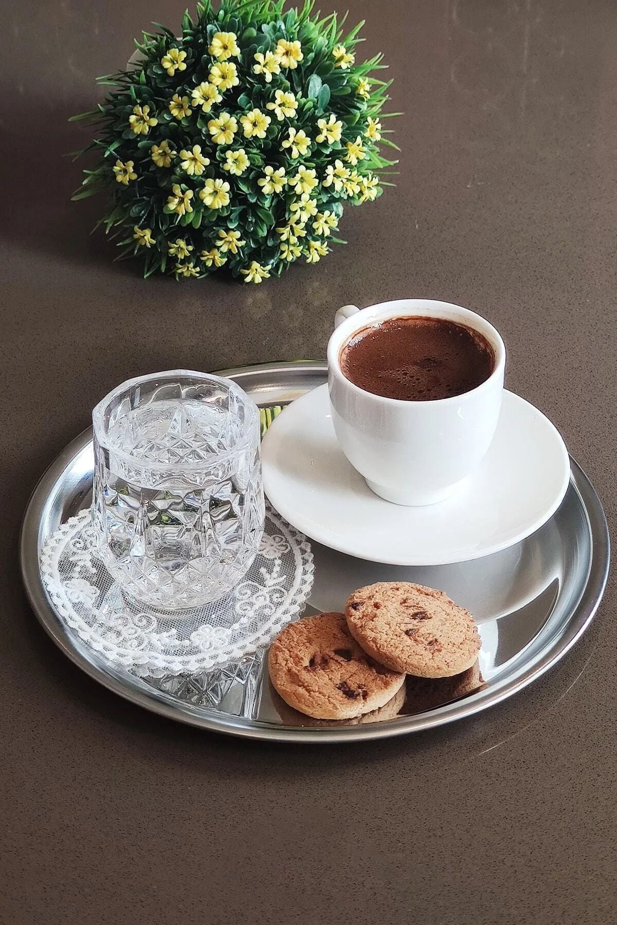3 Adet Gold 3 Adet Gümüş Renk Lüx 21,5 Cm 6'lı Yuvarlak Servis Sunum Tepsisi - gümüş
