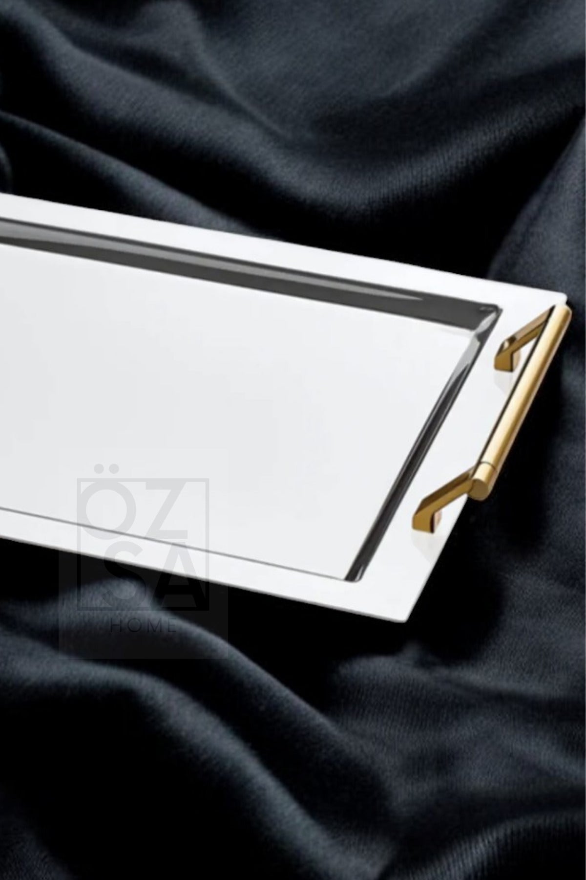 Tiamo Avons Premium 18/10 Paslanmaz Çelik Sunum Tepsisi Kulplu Söz Nişan Servis Çay Tepsi - Gold