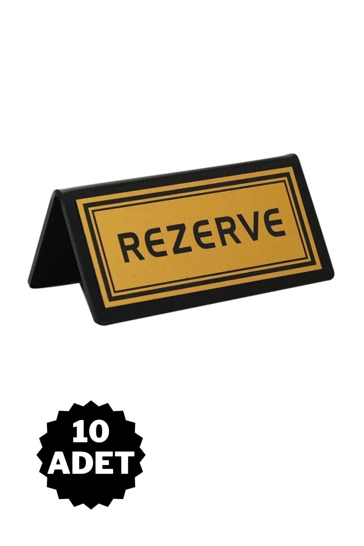 10 Adet Masa Rezerve Yazısı Kafe Lokanta Restoran Için Rezerve Plaka Pleksi 10x5cm - Gold