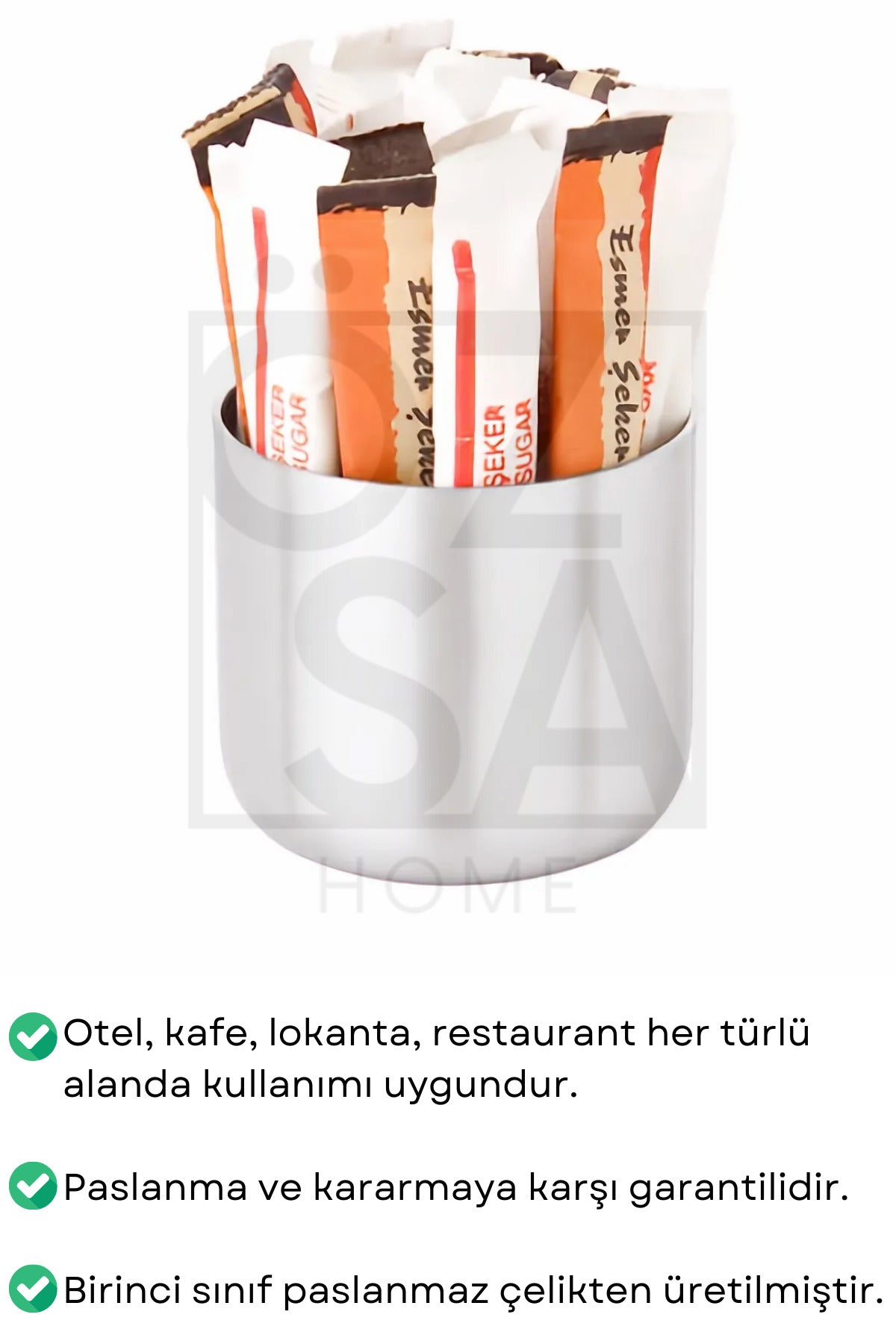 Stik Şekerlik Kafe Restaurant Lokanta Paslanmaz Çelik Küçük Şekerlik Metal - Krom