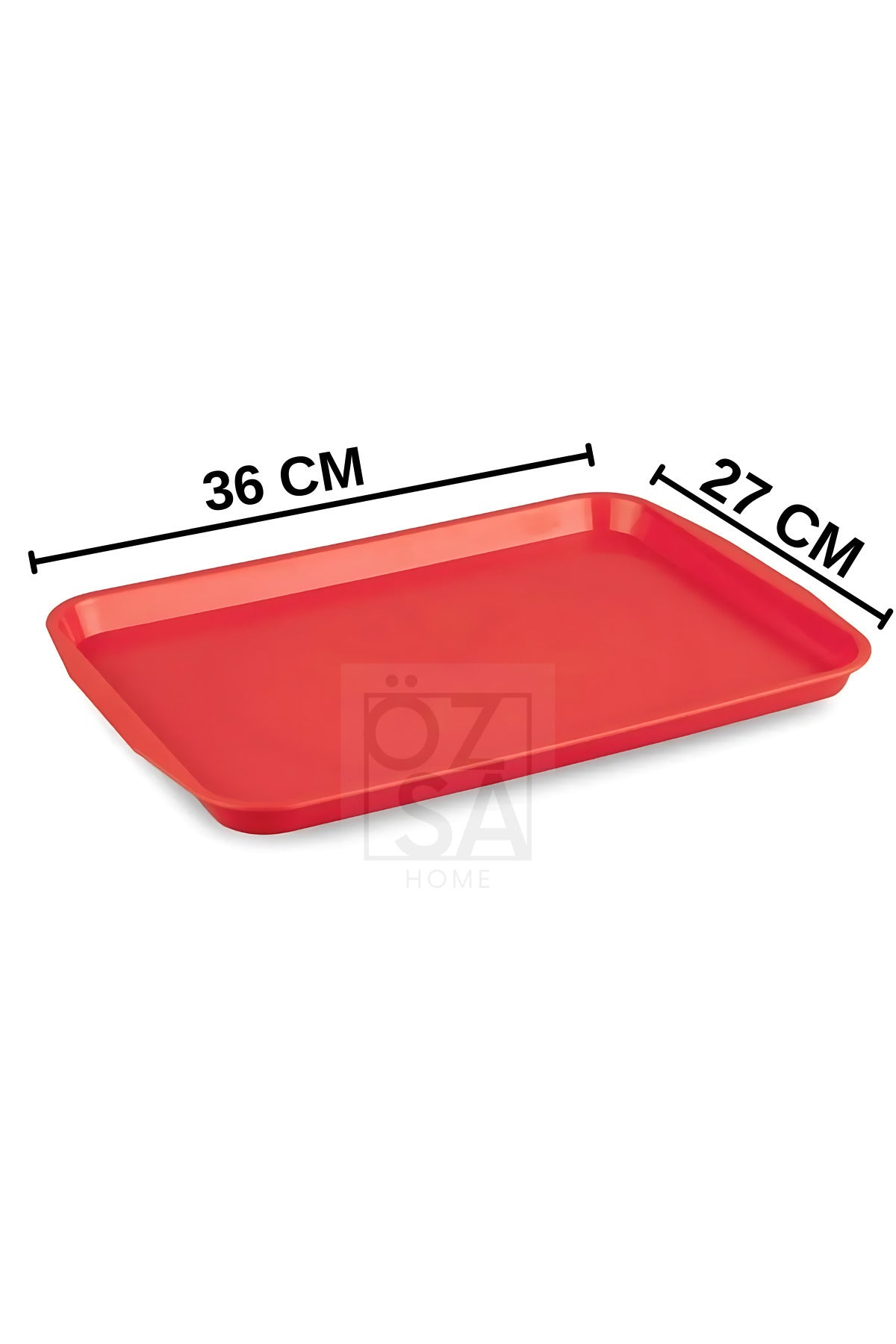 10 Adet Servis Tepsi Çay Servis Fast Food Servis Sunum Tepsisi 27 X 36 cm ABS Tepsi Büfe Restoran - Kırmızı