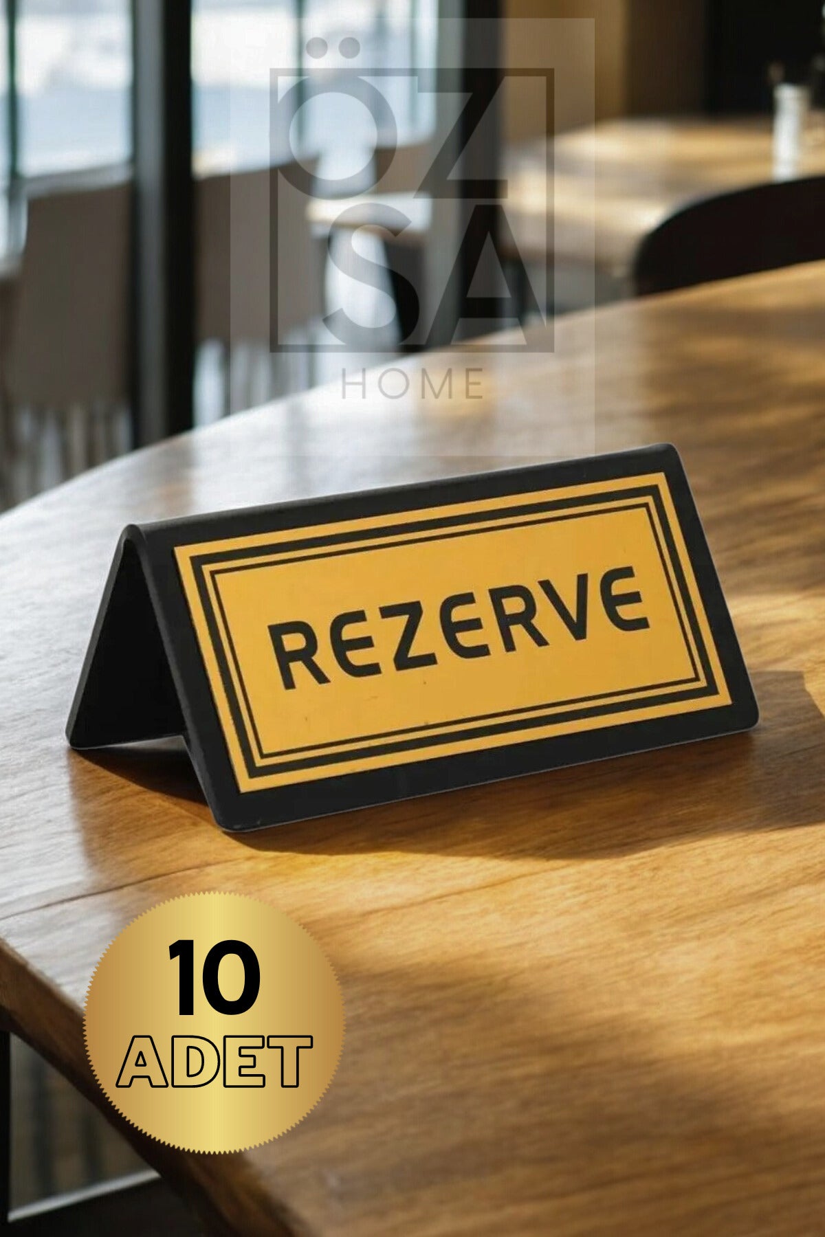 10 Adet Masa Rezerve Yazısı Kafe Lokanta Restoran Için Rezerve Plaka Pleksi 10x5cm - Gold