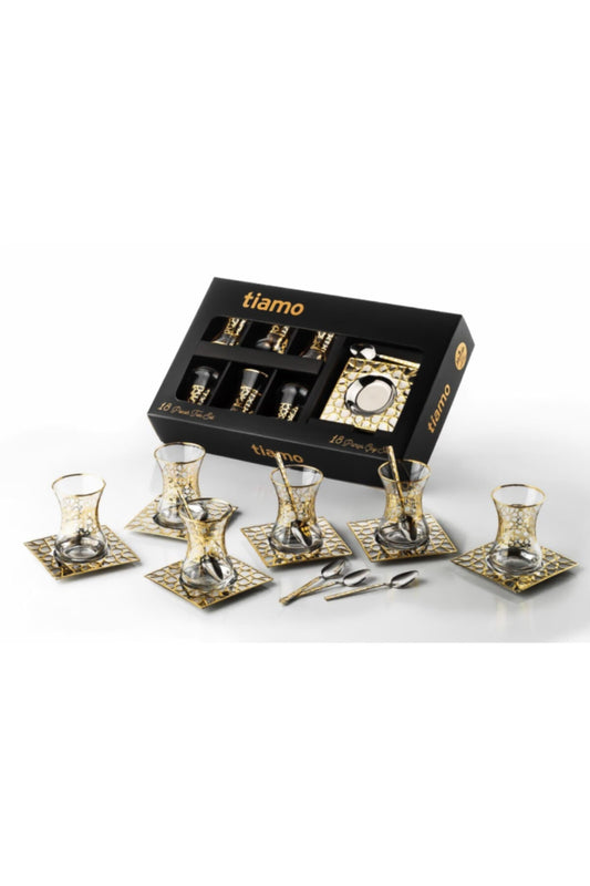 Gold 18 Parça Bardaklı Çay Seti