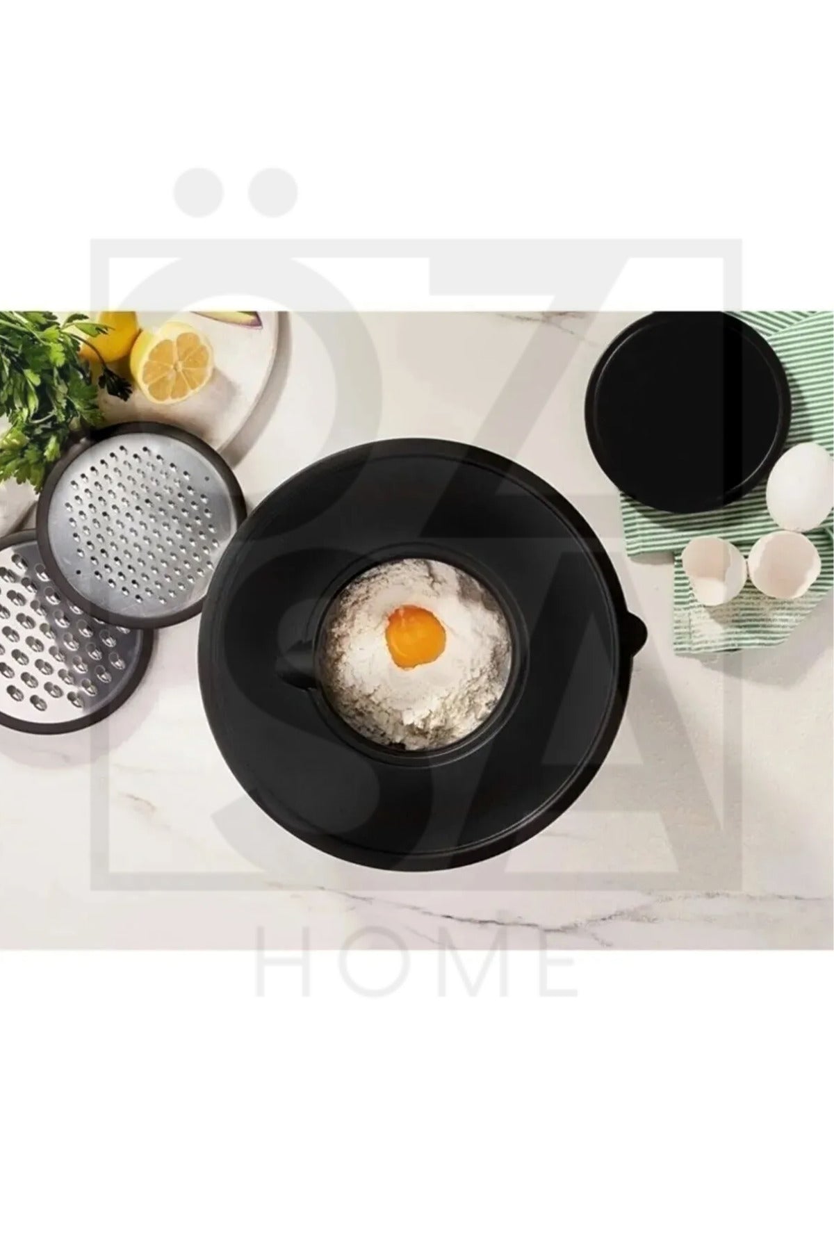 9 Parça 16-20-24 Cm 18/10 Çelik 3 Boy Çift Rendeli Karıştırma Kabı Saklama Kabı Seti - Gümüş