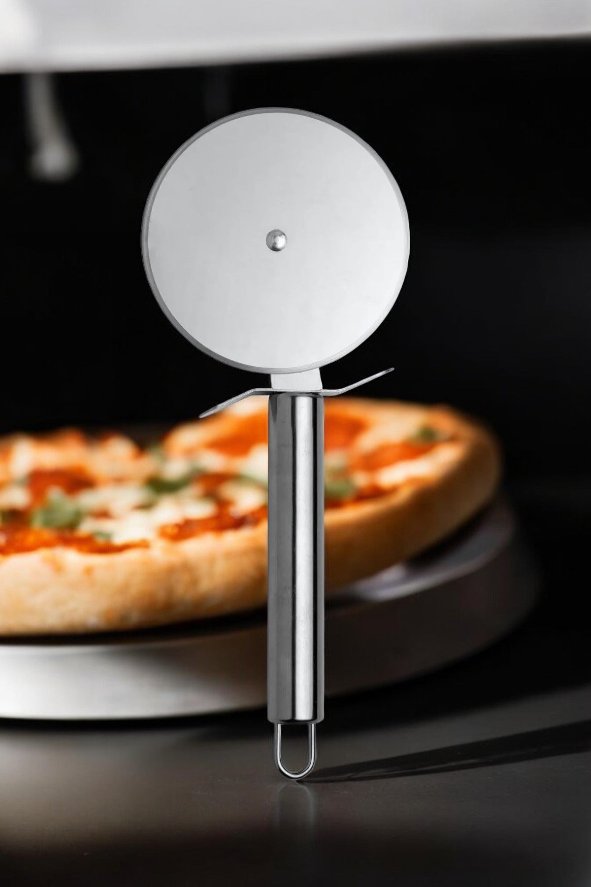 Büyük Boy Paslanmaz Çelik Hamur Kesme Ruleti & Pizza Ruleti 20 Cm Hamur Kesici