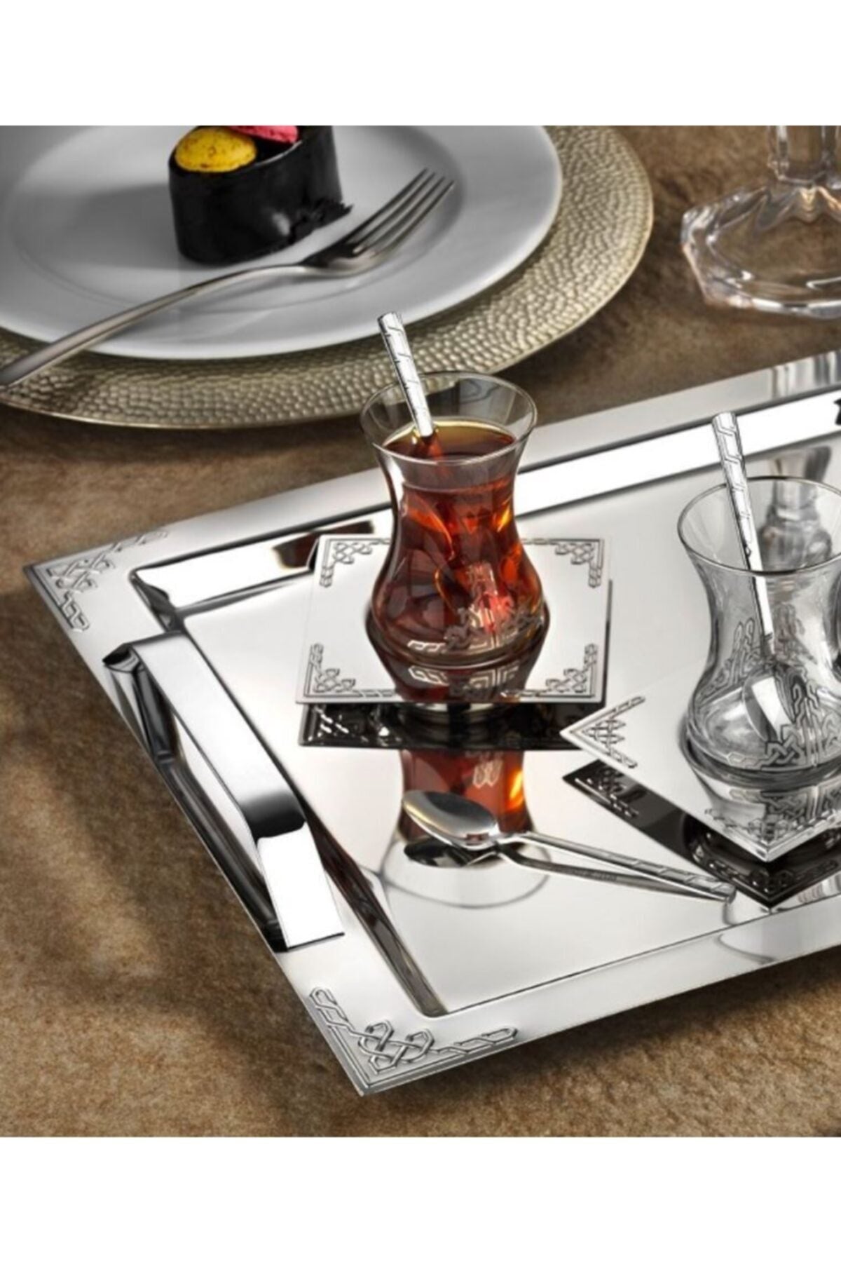 Gümüş Hürrem Çay Seti 18/10 Paslanmaz Çelik 37 Parça