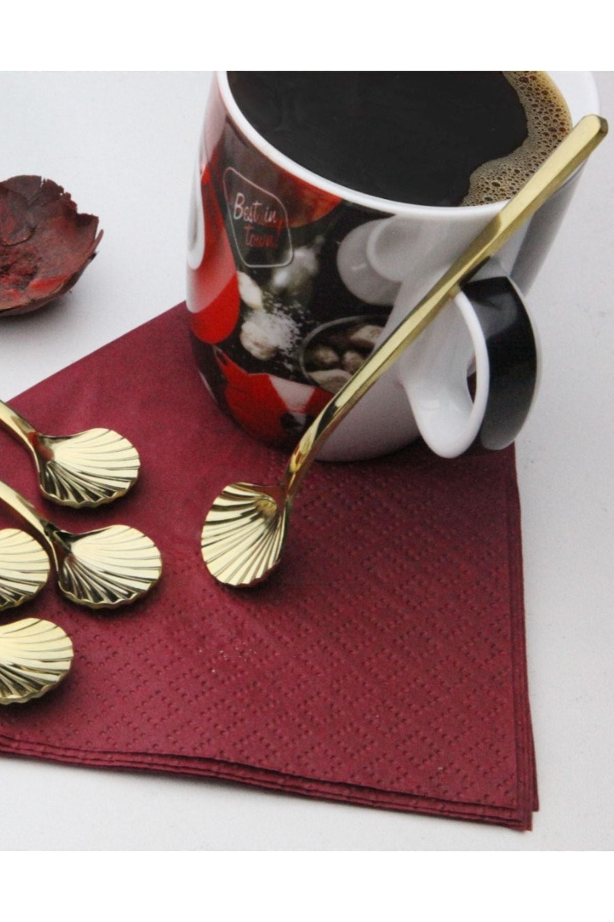 6 Adet Lüx Gold Çay Kaşığı Kahve Nescafe Sunum Reçel Kaşık Seti Kutulu 12cm 18/10 Paslanmaz Çelik - Gri