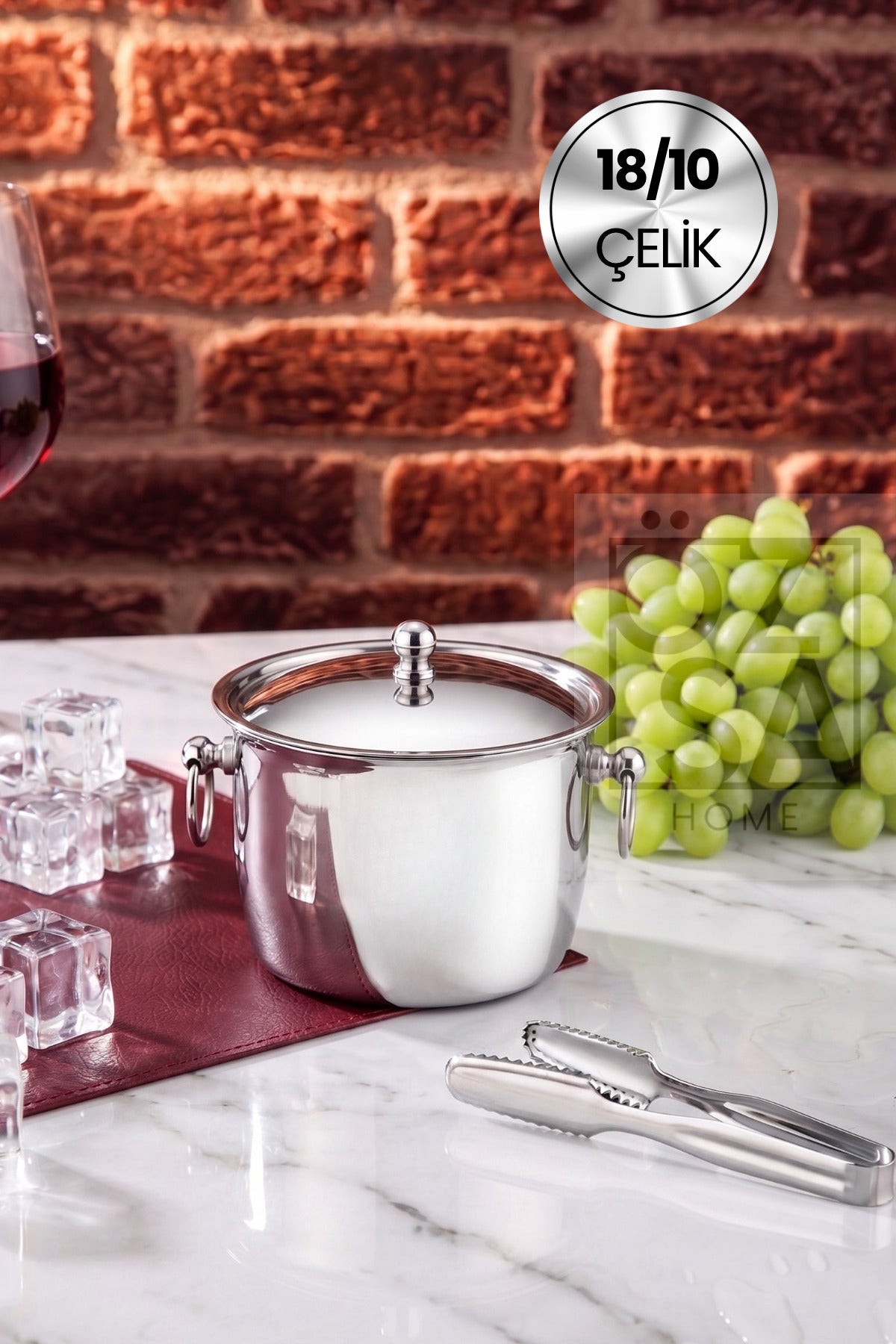 Frost Termoslu Paslanmaz Çelik Buz Kovası Ve Buz Maşası Set 18/10 - 304 Paslanmaz Çelik 500 ml