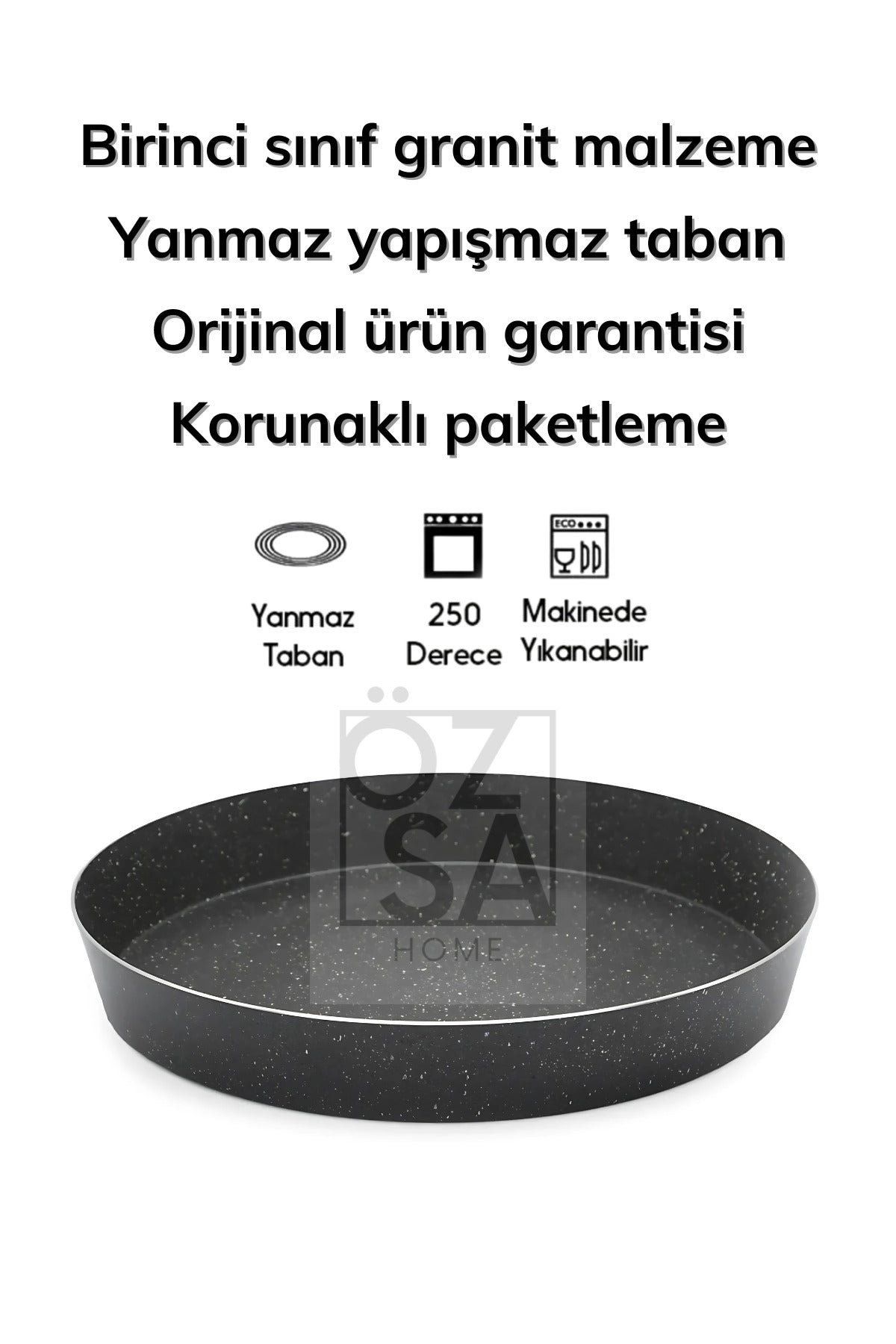 Granit Fırın Tepsisi Yuvarlak Fırın Tepsisi 34 cm - Gri