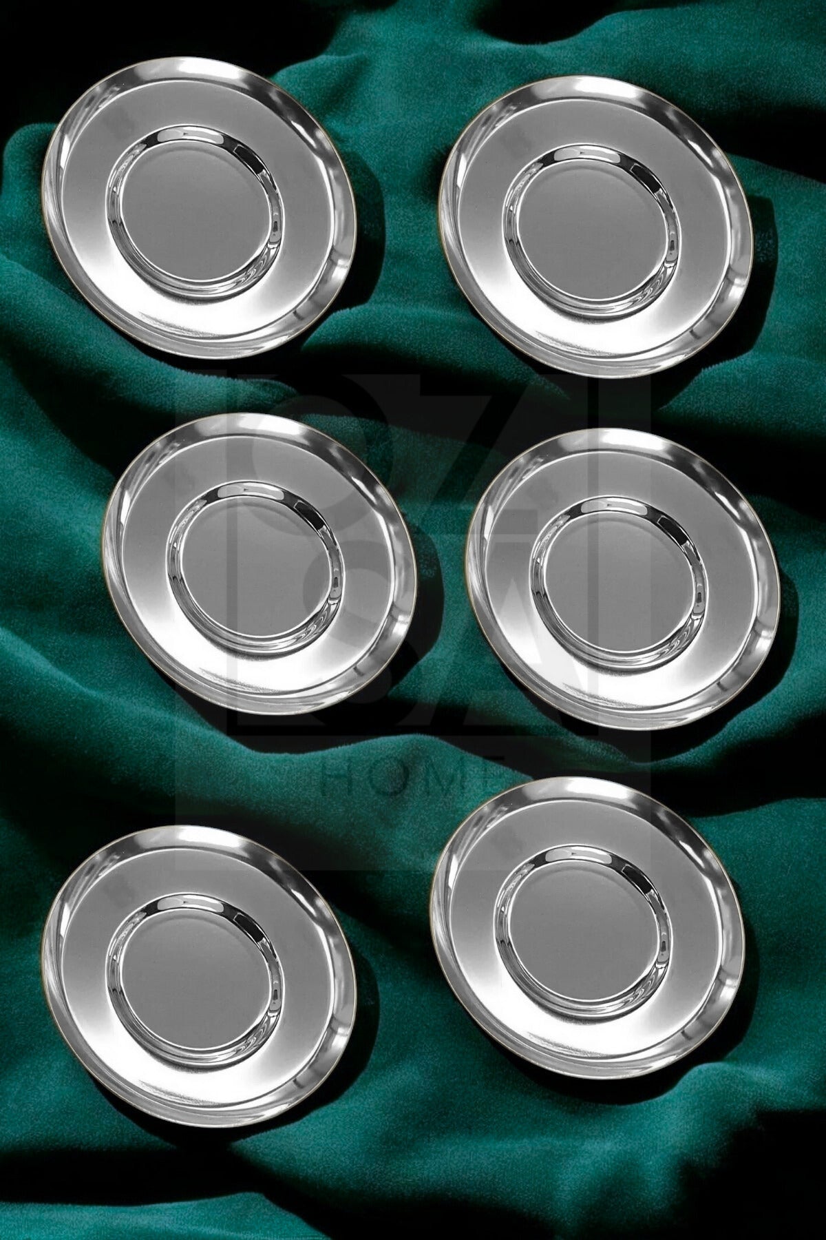 Rio Silver 6lı Çelik Çay Tabağı 18/10 Tüm Çay Bardaklarına Uyumlu Gümüş