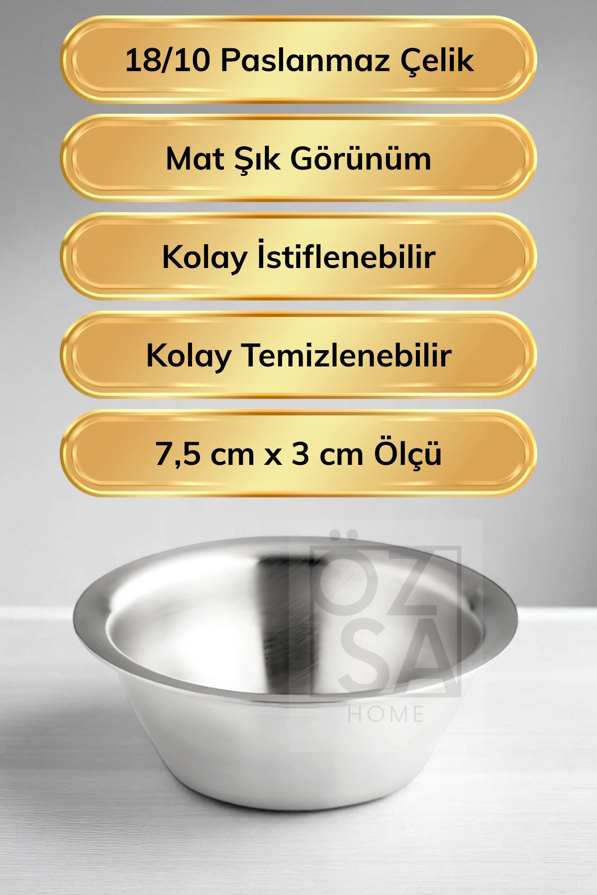 6 Adet 18/10 Paslanmaz Çelik Kahve Yanı Lokumluk Reçellik Burger Yanı Sosluk 7,5 cm - Metalik