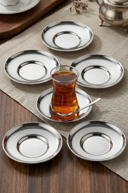 Rio Çay Tabağı 6 Lı Çelik 18/10 Tüm Çay Bardaklarına Uyumlu