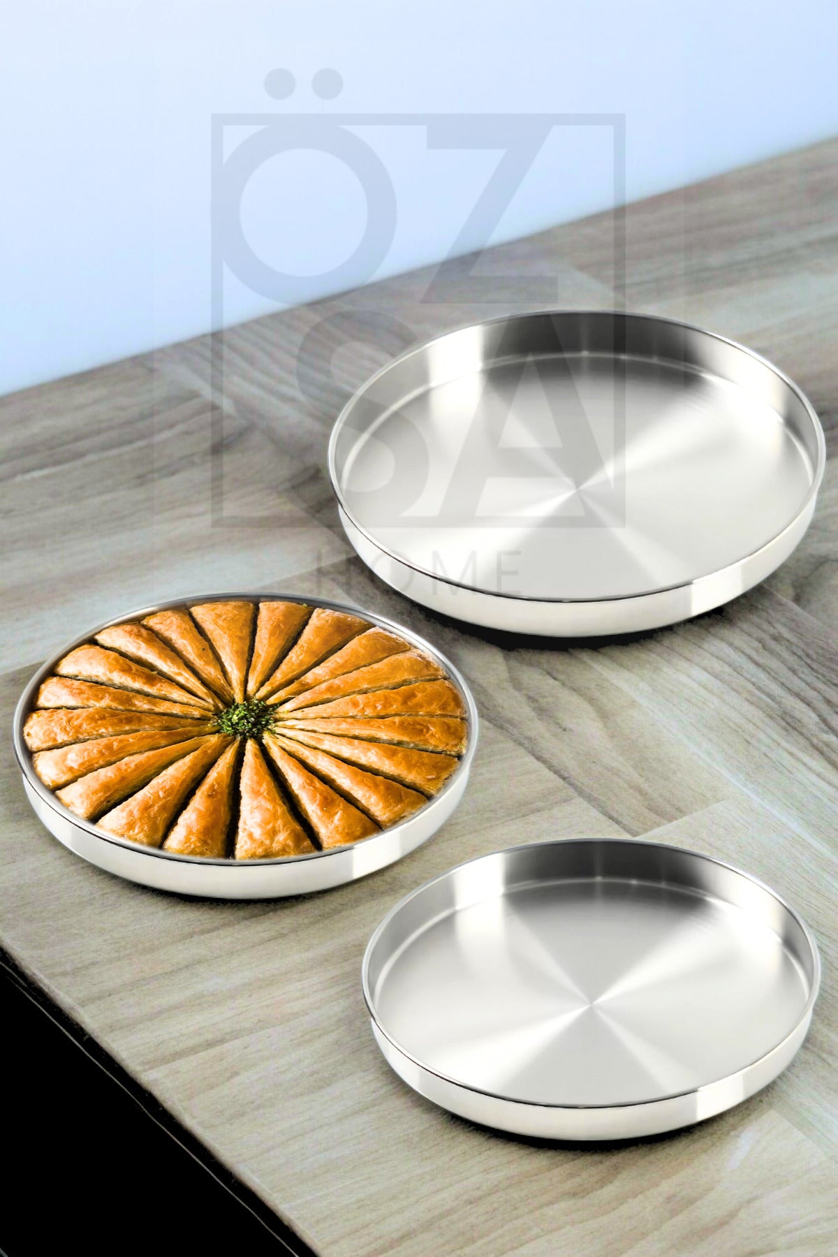 3'lü Baklava Börek Tepsisi Paslanmaz Çelik Ev Baklavası Su Böreği Baklava Börek Tepsisi 38 40 42 cm