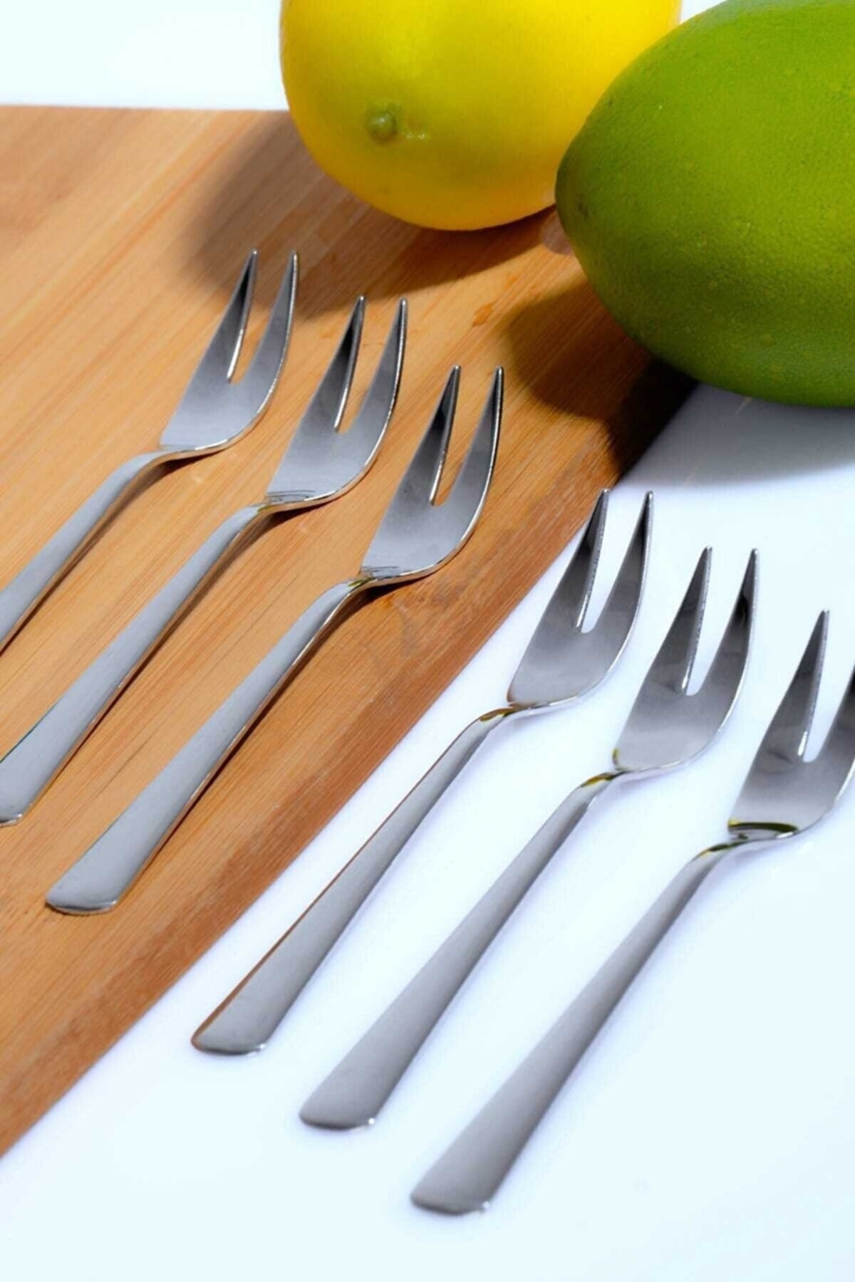 Paslanmaz Çelik 6 Adet Limon Çatalı Zeytin Çatalı Fondü Çatalı
