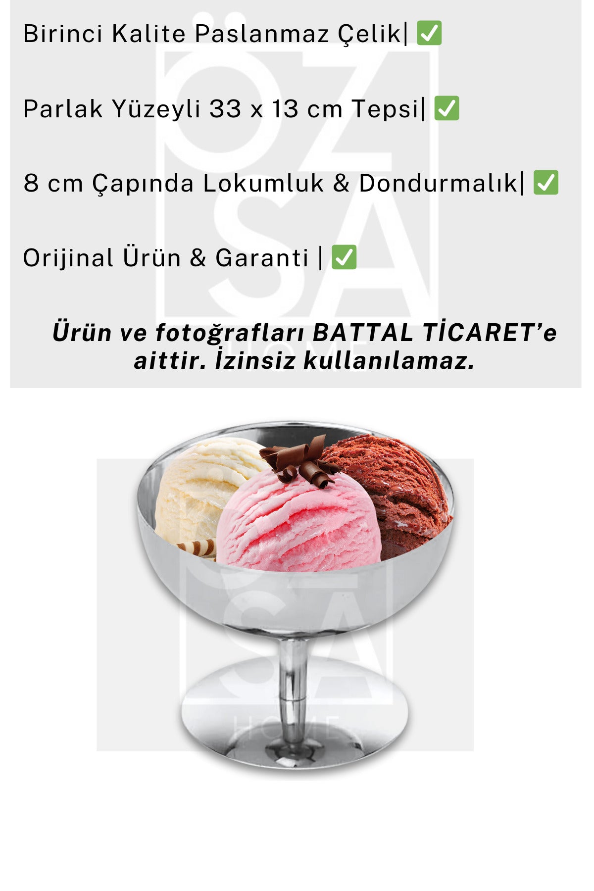 6 Kişilik Dondurmalık Seti Ayaklı Magnolia Dondurmalık Tatlı Kasesi ve Dondurma Kaşığı Seti Çelik - Metalik