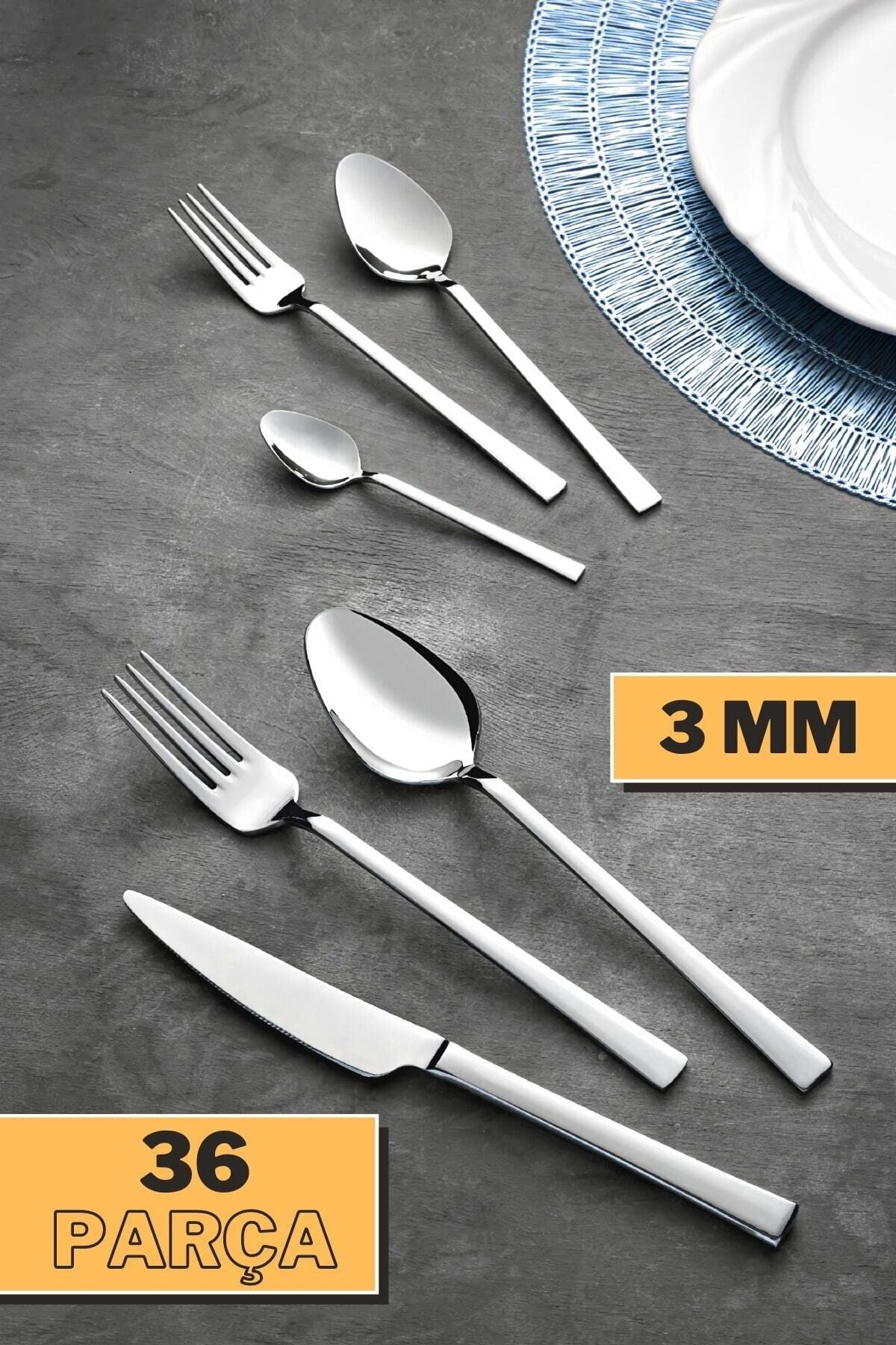 Premio 3mm 36 Parça 6 Kişilik Çatal Kaşık Bıçak Seti Takımı