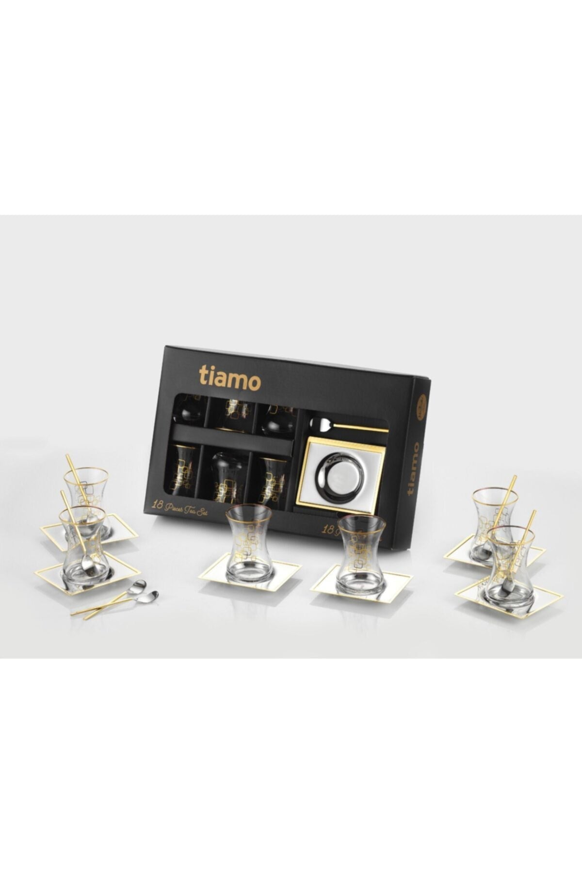 Oslo Gold 18 Parça Çay Seti (BARDAKLAR DESENSİZ GÖNDERİLMEKTEDİR)