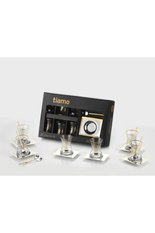 Oslo Gold 18 Parça Çay Seti (BARDAKLAR DESENSİZ GÖNDERİLMEKTEDİR)