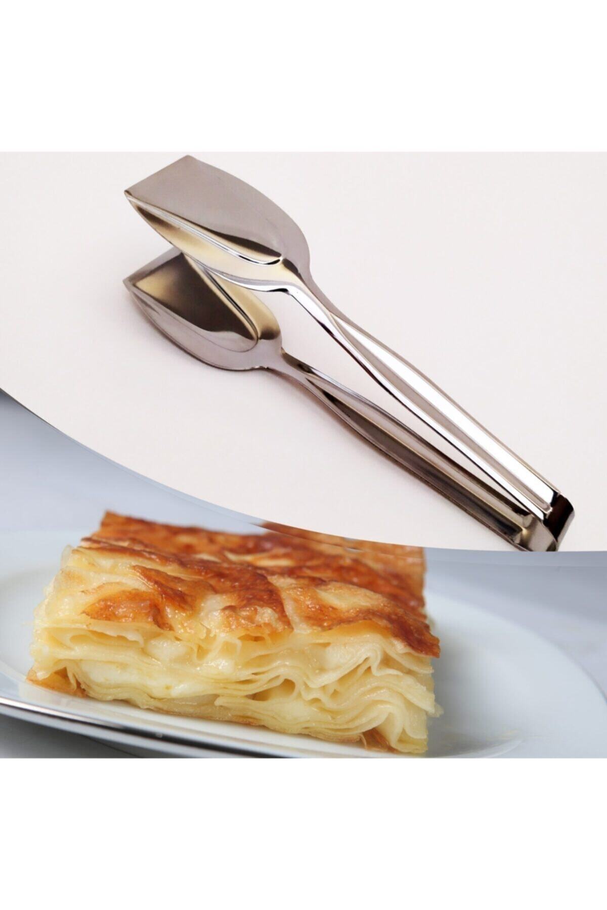 304 Kalite Pasta Börek Maşası 18/10 Paslanmaz Çelik Servis Maşası - Gümüş