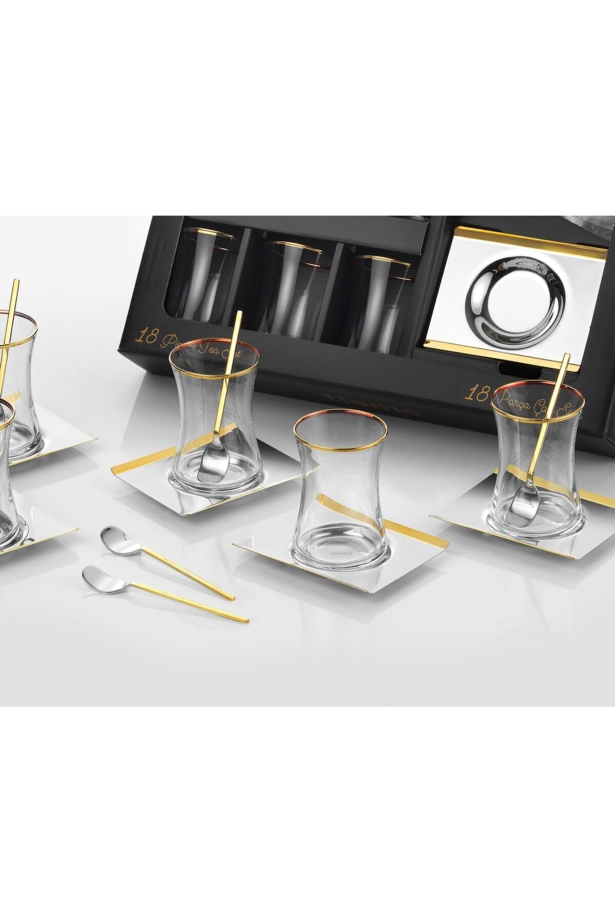 X Large Çay Seti Gold 18 Parça / 6 Kişilik - gold