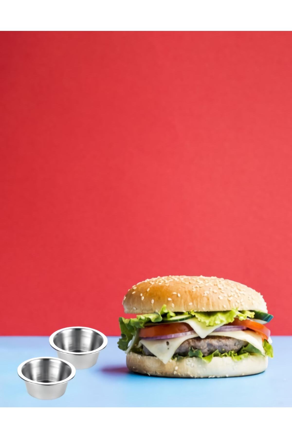 20 Adet Burger Yanı Sosluk Paslanmaz Çelik Reçellik Çerezlik Kahve Yanı Lokumluk