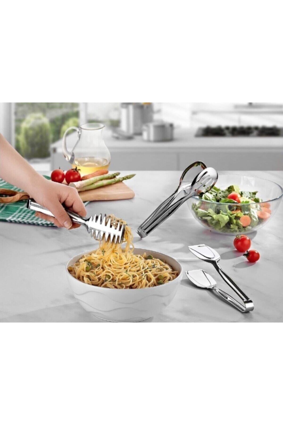 3'lü Servis Maşa Seti Salata Makarna Pasta Börek Maşası 304 Paslanmaz Çelik - METAL