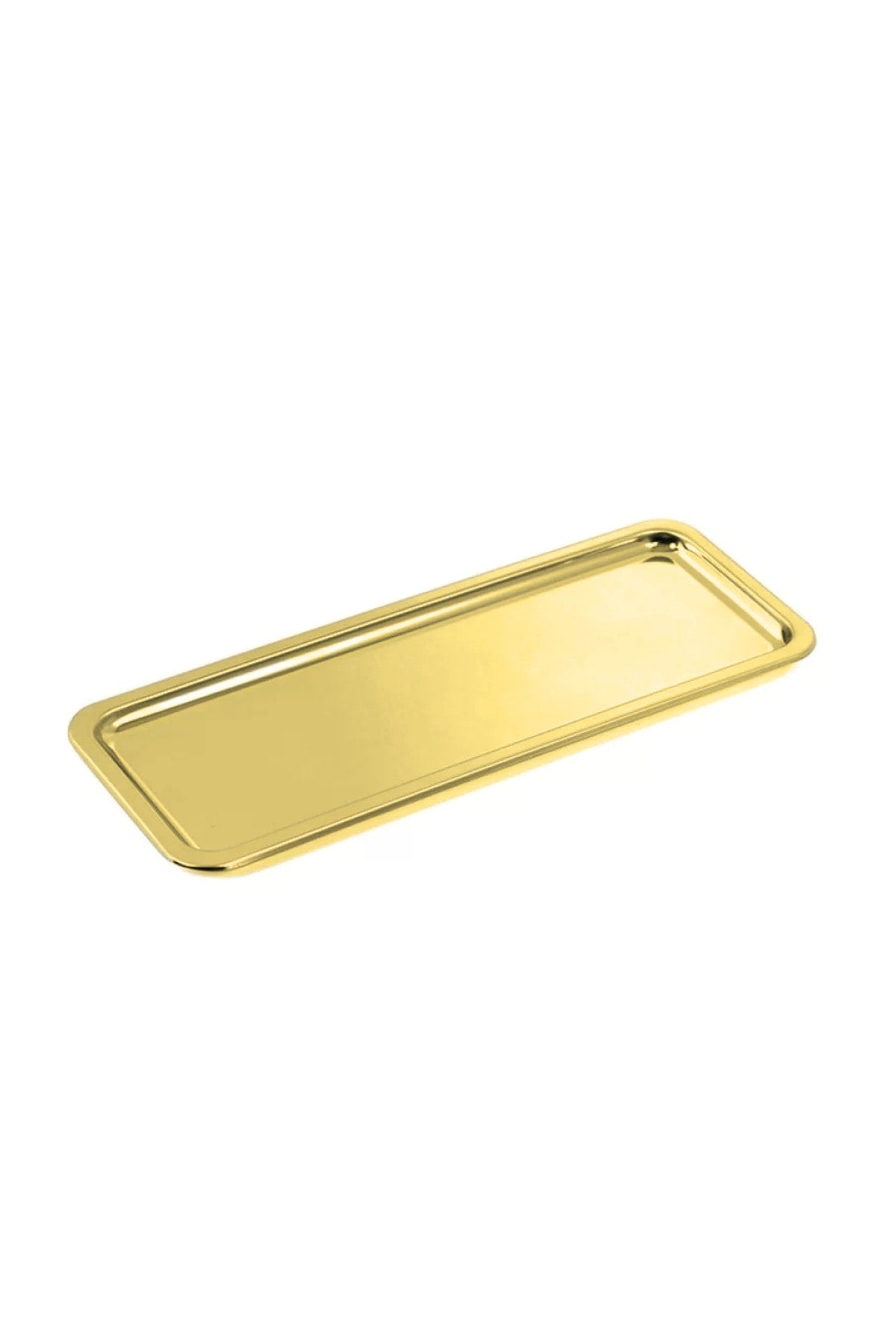 6'lı Gold Lüx Dikdörtgen Paslanmaz Çelik Kahve Çay İkram ve Sunum Tepsisi Altın Renk 33x13 cm - Gold
