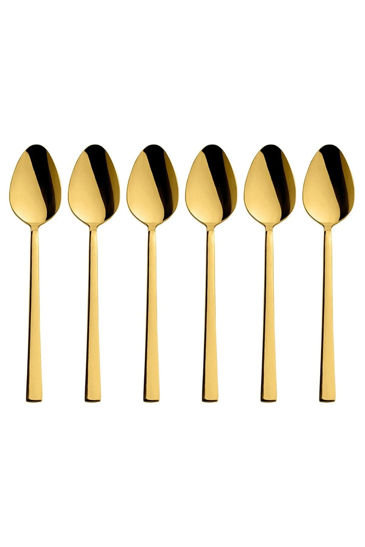 6 Adet Lüx Parlak Gold Yemek Kaşığı Paslanmaz Çelik Çubuk Model Altın Yemek Kaşığı - Gold